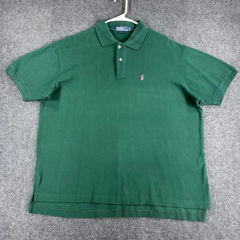 Polo Ralph Lauren Polo Shirt Mens XL Extra Large Green Pink Pony Logo Cotton